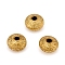 Brass Spacer Beads, Long-Lasting Plated, Textured, Flat Round, Golden, 6x3.5mm, Hole: 1.5mm