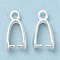 Brass Ice Pick Pinch Bails, Cadmium Free & Lead Free, 925 Sterling Silver Plated, 15x7.5x4mm, Hole: 2mm, Pin: 1mm