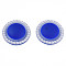 Acrylic Cabochons, with ABS Plastic Imitation Pearl Beads, Flat Round, Blue, 21.5x6mm