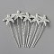 Wedding Bridal Hair Forks, with U Shape Iron Barrette and Rhinestone, Starfish, Crystal, 74x29.5x6mm