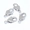 Brass Lobster Claw Clasps, Real Platinum Plated, 17x9x4mm, Hole: 2mm