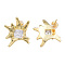 Cubic Zirconia Flower Stud Earrings, Golden Brass Jewelry for Women, Nickel Free, Clear, 18x21.5mm, Pin: 0.7mm