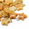 Star Natural Topaz Jade Pendants, with Platinum Tone Brass Findings, 22~23x20~24x5~7mm, Hole: 2x7mm