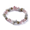 Natural Labradorite & Strawberry Quartz Chip Stretch Bracelets, Inner Diameter: 2-1/8~2-1/4 inch(5~5.2cm)