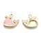 Alloy Charms, with Enamel, Whale, Light Gold, Pink, 14x15x2mm, Hole: 1.8mm