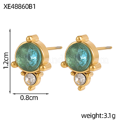 Серьги-гвоздики из нержавеющей стали 304 с кубическим цирконием&nbsp;STAS-OY009-15G