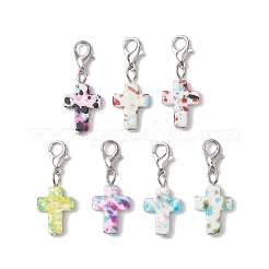 Подвески в форме креста из синтетической бирюзы&nbsp;HJEW-JM02568