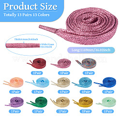 13 пара шнурков из полиэстера двух цветов&nbsp;AJEW-TA0002-48