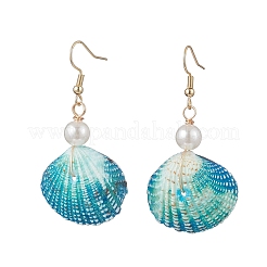 2 пара серег-подвесок из окрашенных натуральных ракушек&nbsp;EJEW-JE06857