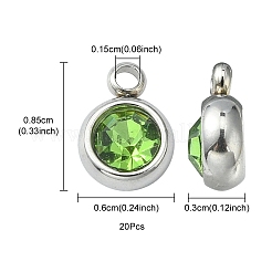 20 шт. 201 подвеска со стразами из нержавеющей стали&nbsp;STAS-YW0002-02C