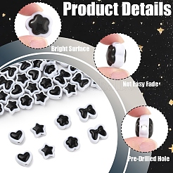 80шт. 4-х цветные двухцветные акриловые бусины&nbsp;OACR-YW0003-38