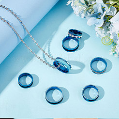 14 шт. набор из 7 колец из нержавеющей стали с канавками&nbsp;RJEW-UN0002-71BL