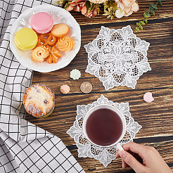 Подставки под стаканы с цветочной вышивкой из полиэстера&nbsp;AJEW-WH20010-93A