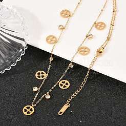 Женские ожерелья-нагрудники ко Дню Святого Патрика из нержавеющей стали 304 с кристаллами и стразами&nbsp;NJEW-A064-01G