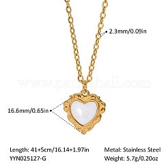 Винтажные ожерелья из нержавеющей стали 304 с подвеской в виде сердца из натуральной белой ракушки для женщин&nbsp;SZ9946-1
