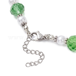 Женские ожерелья из граненого стекла Рондель и белого круглого АБС-пластика с имитацией жемчуга на рождественскую тематику&nbsp;NJEW-JN05464-01