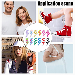 12 шт. 12-цветная клетчатая молния из полиэстера с компьютерной вышивкой на ткани&nbsp;DIY-WH0890-27