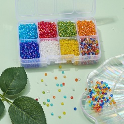 120 г 8-х цветных круглых стеклянных бусин&nbsp;SEED-YW0001-63