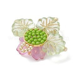 Подвески-цветы из латунного стекла и бисера&nbsp;PALLOY-MZ01118-03