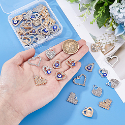 48шт 12 стиля подвески из сплава со стразами&nbsp;FIND-GA0007-12