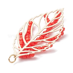 Подвески из стеклянных бусин ручной работы в форме листьев&nbsp;PALLOY-MZ00935-02