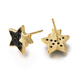 Серьга-гвоздик из латуни с микропаве из кубического циркония&nbsp;EJEW-C101-01G