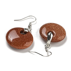 Плоские круглые серьги-подвески из латуни с покрытием для женщин&nbsp;EJEW-B064-01P