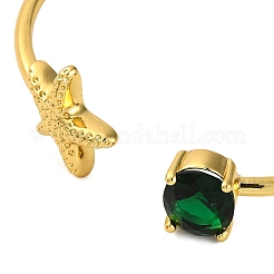 Браслеты-манжеты из латуни с покрытием в виде морской звезды для женщин&nbsp;BJEW-M040-04G