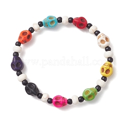 Браслеты из синтетической бирюзы и стеклянных бусин&nbsp;BJEW-JB12169