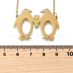 Ожерелья с подвеской в виде двойного пингвина из нержавеющей стали 304 с лазерной резкой для женщин и мужчин&nbsp;NJEW-Q032-01A-G