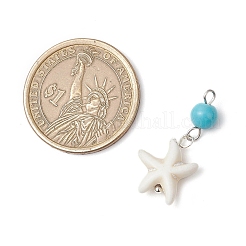 Подвески из окрашенной круглой синтетической бирюзы и натуральных ракушек&nbsp;PALLOY-JF03811