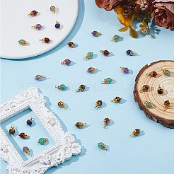 120шт круглые подвески из натуральных смешанных драгоценных камней&nbsp;G-HS0001-06