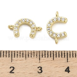 Подвески-подковы из латуни с микропаве из прозрачного кубического циркония&nbsp;KK-H527-09G
