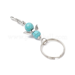 Брелки в виде ангела из синтетического бирюзового сплава в тибетском стиле&nbsp;KEYC-JKC01216
