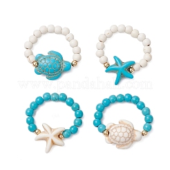 Кольца из синтетической бирюзы&nbsp;RJEW-TA00194