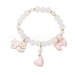 2шт 2 стиля стеклянные круглые бусины эластичные браслеты&nbsp;BJEW-JB11868