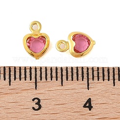 Латунные стеклянные подвески с покрытием в форме сердца&nbsp;X-KK-S385-01G-03