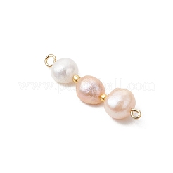 Трехцветные натуральные жемчужные подвески-коннекторы в виде картофеля из бисера&nbsp;PALLOY-JF04901