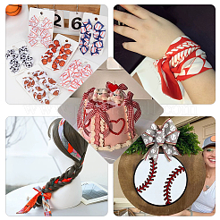 11 цвет полиэстеровая репсовая лента с рисунком волейбола&nbsp;AJEW-PH0005-85