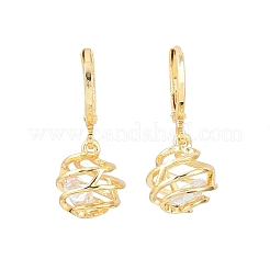 Полые овальные латунные серьги с прозрачными кубическими циркониями&nbsp;EJEW-H182-04B-G