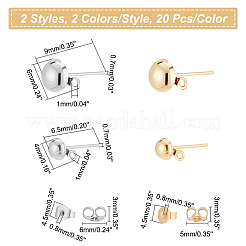 80 шт. 4 стиля полукруглых сережек-гвоздиков из нержавеющей стали 304&nbsp;STAS-DC0009-66