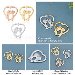 6 шт. подвески из нержавеющей стали 304 двух цветов&nbsp;STAS-UN0030-37