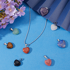 Набор для самостоятельного изготовления ожерелий с подвесками в виде сердца из натуральных смешанных драгоценных камней&nbsp;G-BBC0001-51