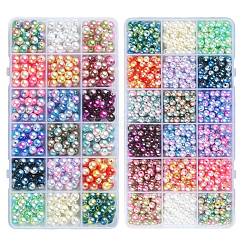 540 шт. 18 стиля радужные бусины из абс-пластика и акрила с имитацией жемчуга&nbsp;DIY-YW0008-08