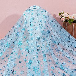 2м полиэстеровая сетчатая ткань со снежинками&nbsp;DIY-WH0622-386B