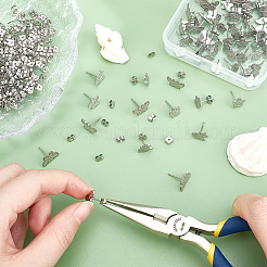 100 шт. 5 стиля сережек-гвоздиков из нержавеющей стали 304&nbsp;STAS-DC0003-99