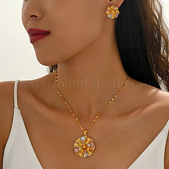 Комплекты из винтажных латунных серег-гвоздиков и ожерелий с подвесками в виде цветов для женщин&nbsp;NK5083