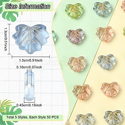 250 шт. 5-х цветные прозрачные акриловые бусины с покрытием&nbsp;OACR-YW0002-19