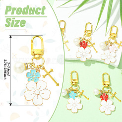 6 шт. подвеска в виде цветка из сплава эмали и акрилового жемчуга в 3 стилях&nbsp;HJEW-YW00326