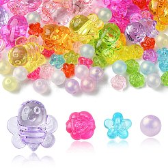 80шт 4 стиля прозрачные акриловые бусины&nbsp;MACR-FS0001-61